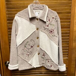 Embroidered Beige and Cream Women's Jacket